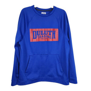 Duluth Trading Co. Mens Training Basics Crew Logo Sweatshirt Medium Pocket Blue